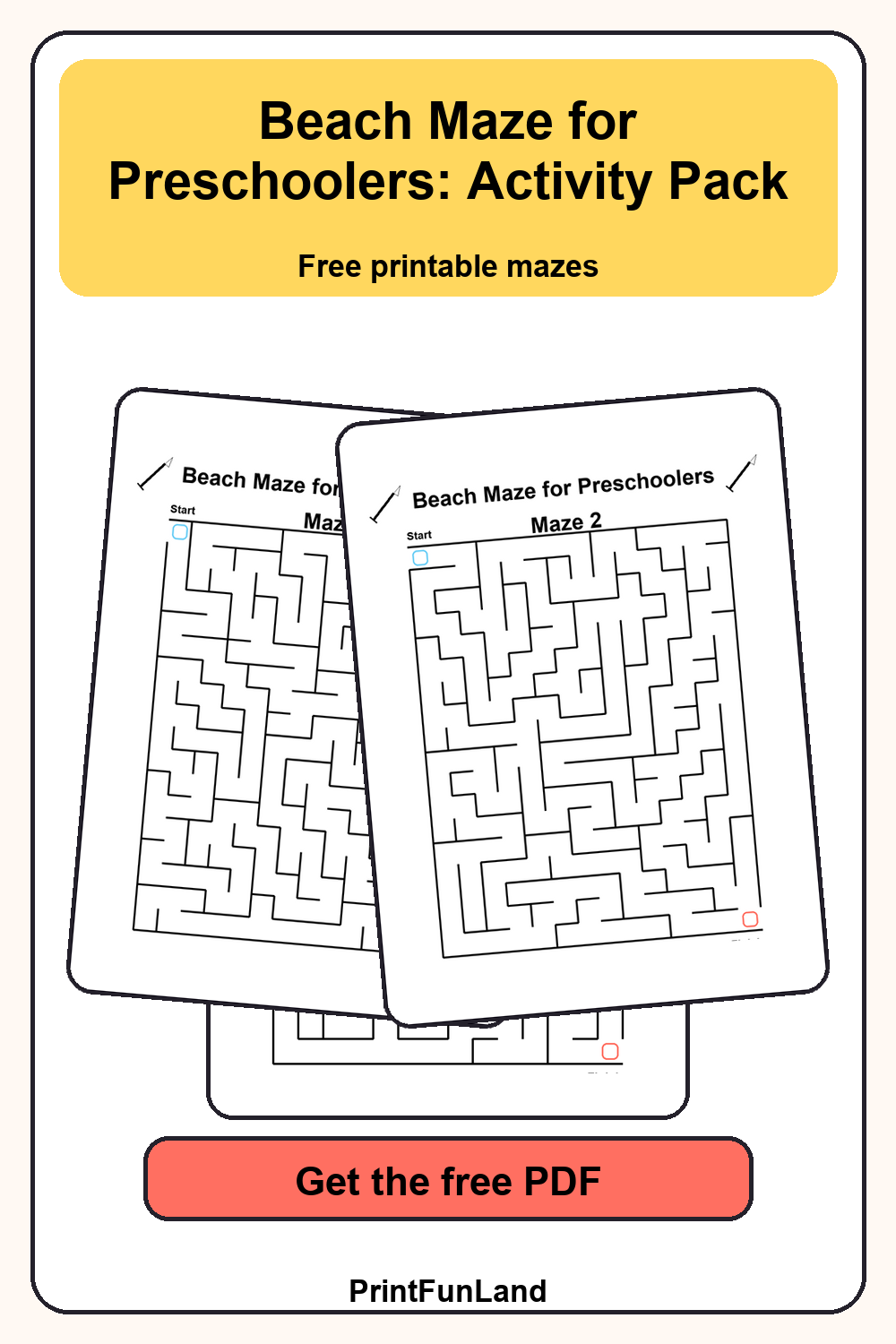 Save Beach Maze for Preschoolers for later