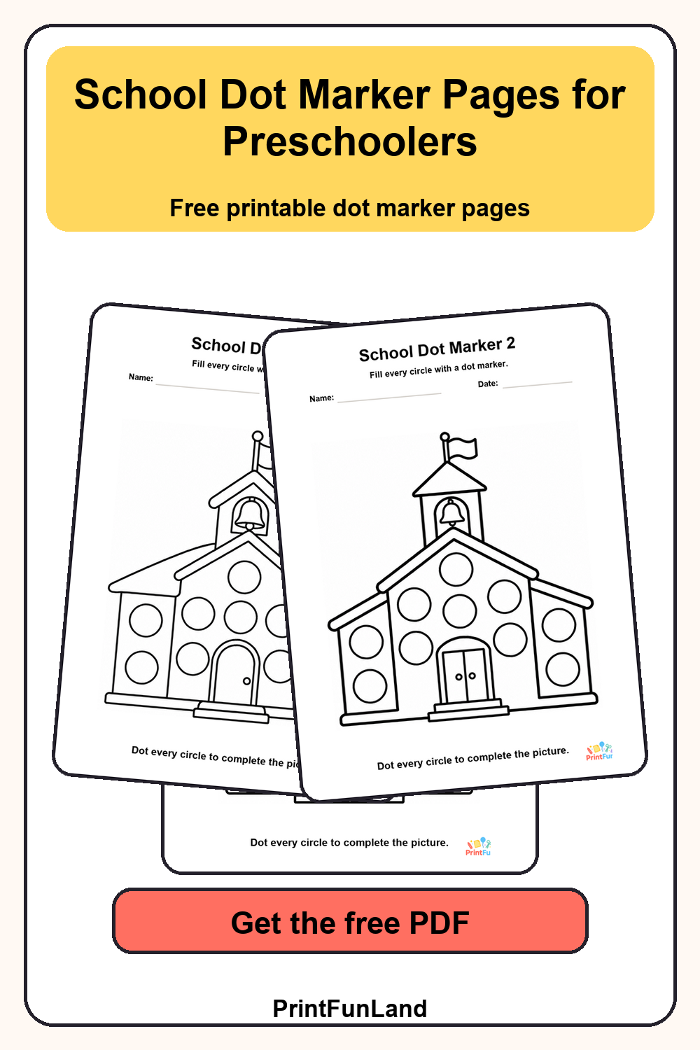 Save School Dot Marker Pages for Preschoolers for later