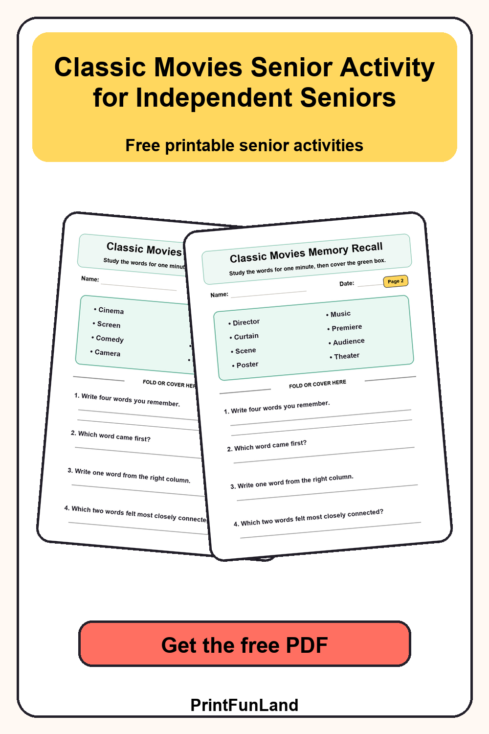 Save Classic Movies Senior Activity for Independent Seniors for later