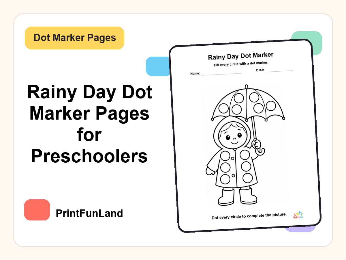 Rainy Day Dot Marker Pages for Preschoolers