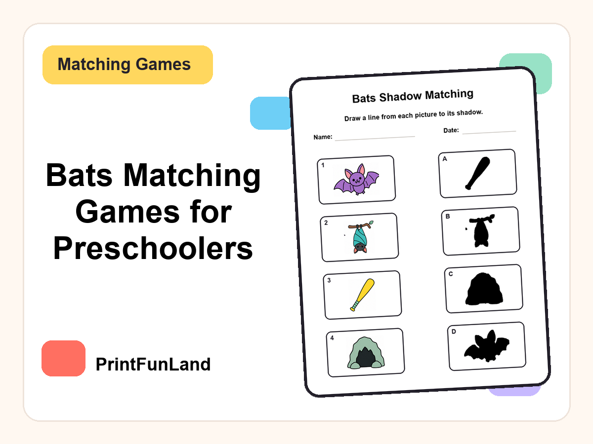 Bats Matching Games for Preschoolers