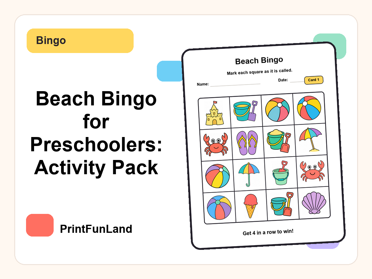Beach Bingo for Preschoolers