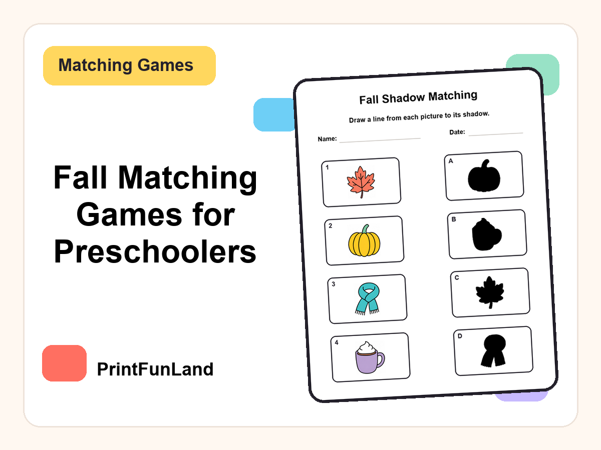Fall Matching Games for Preschoolers
