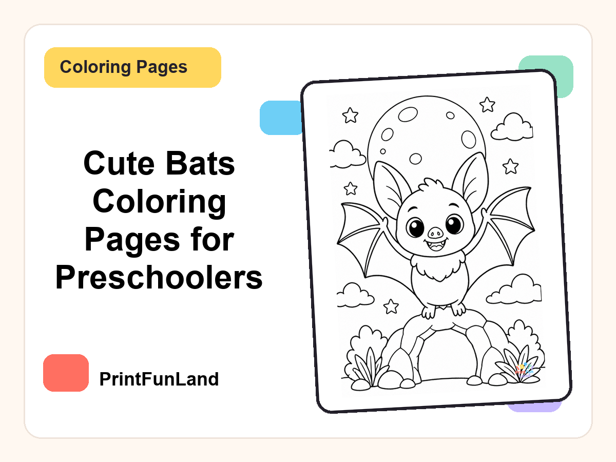 Bats Coloring Pages for Preschoolers