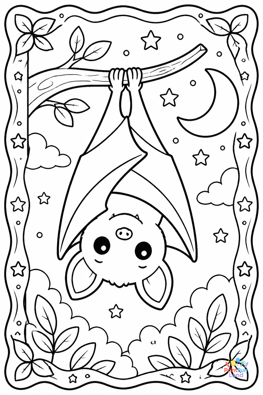 Bats Coloring Pages for Preschoolers printable page 2