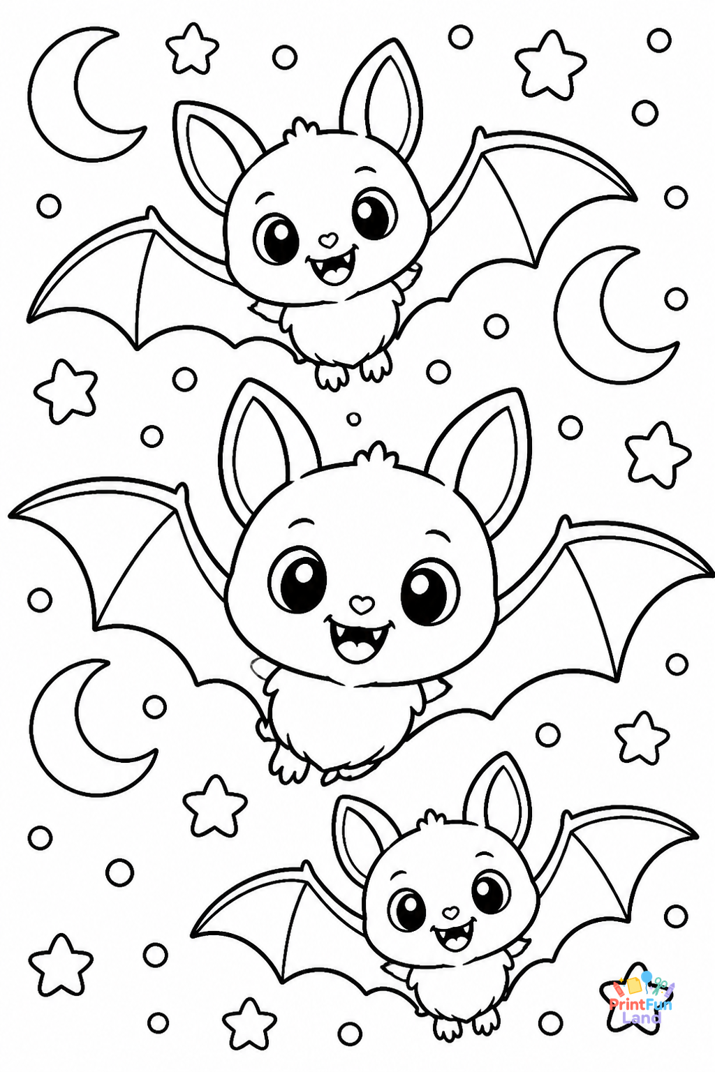 Bats Coloring Pages for Preschoolers printable page 4