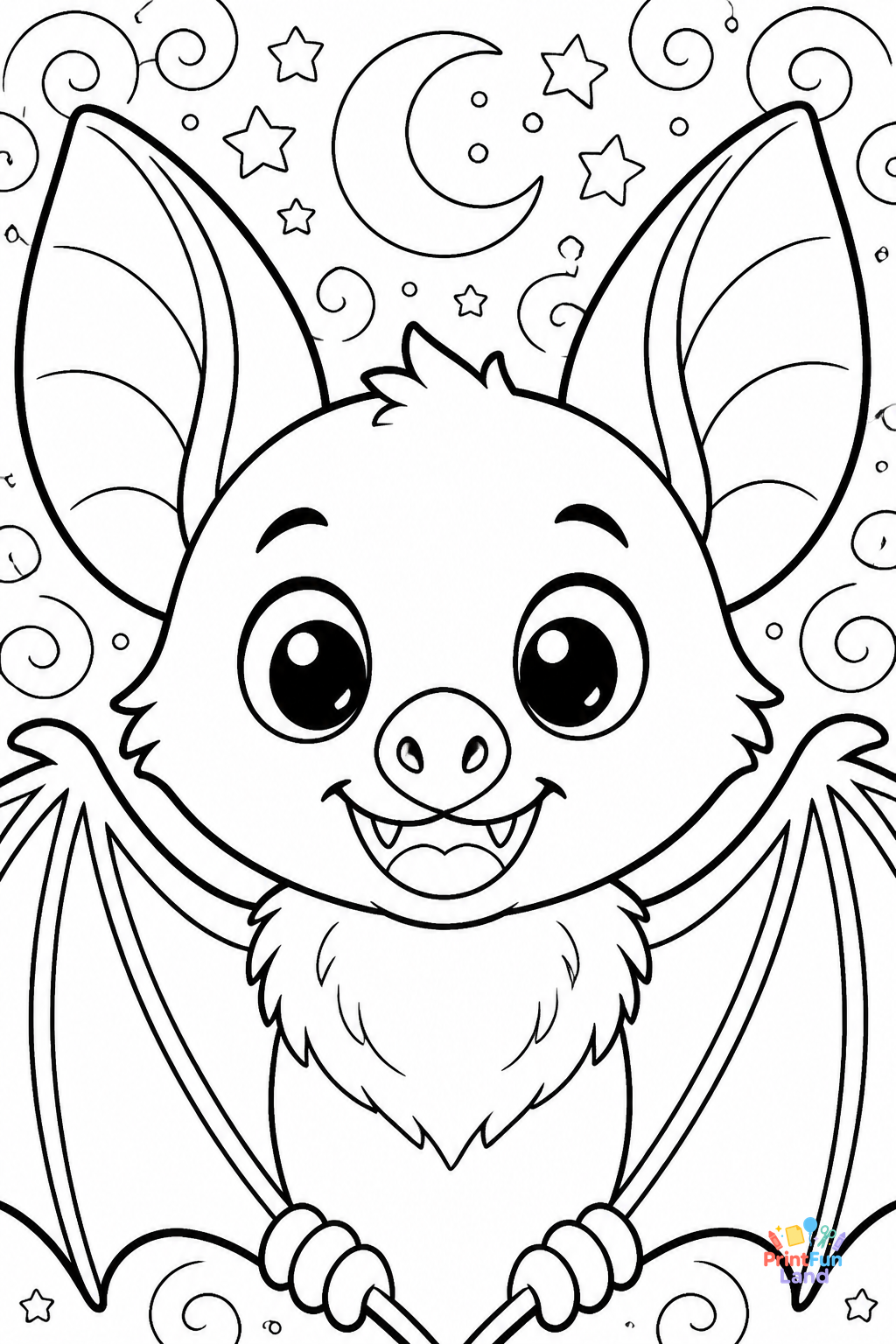 Bats Coloring Pages for Preschoolers printable page 6