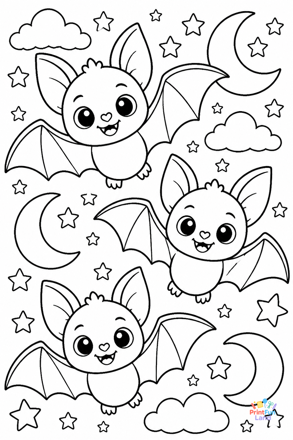 Bats Coloring Pages for Preschoolers printable page 10