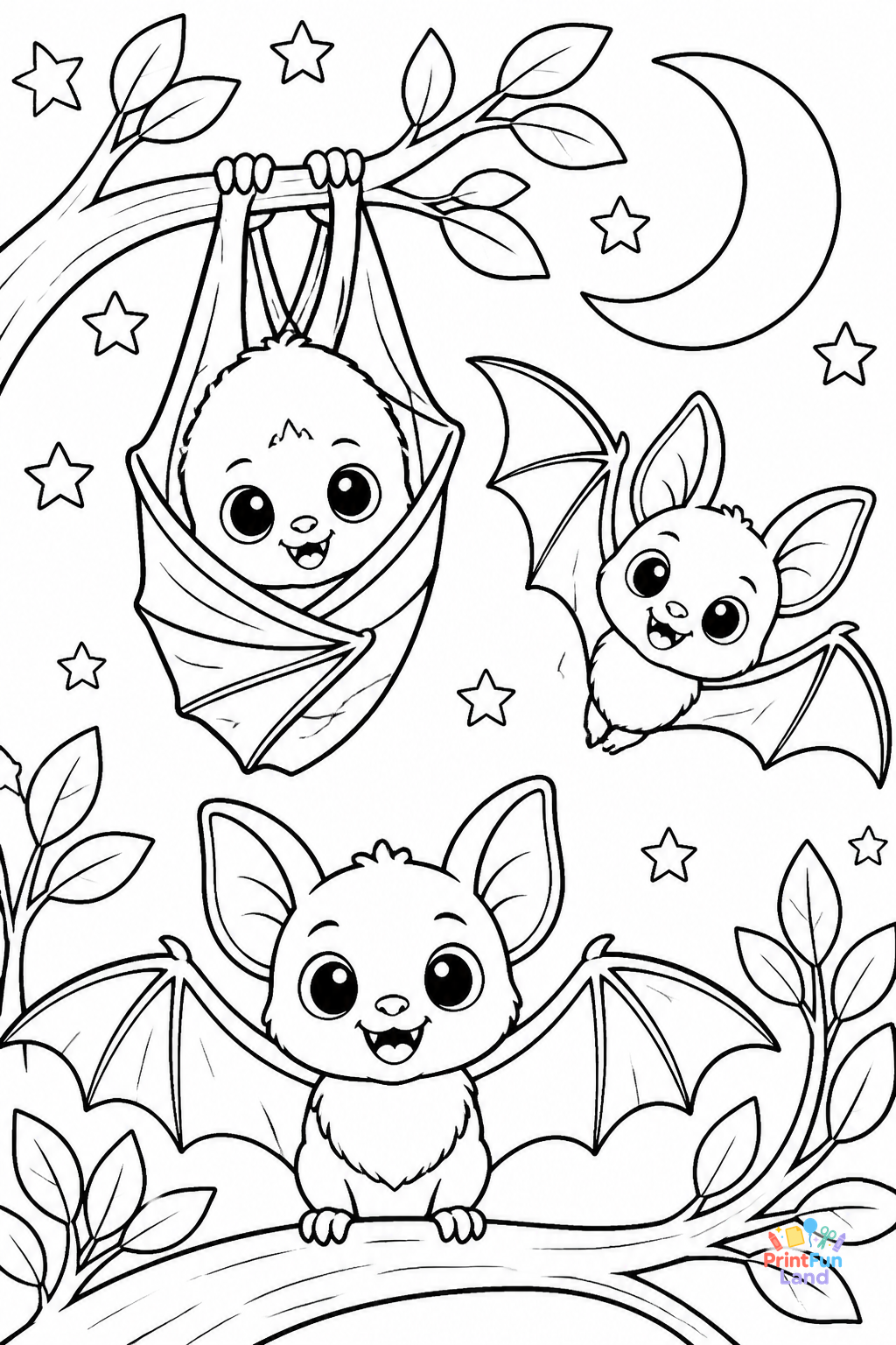 Bats Coloring Pages for Preschoolers printable page 9