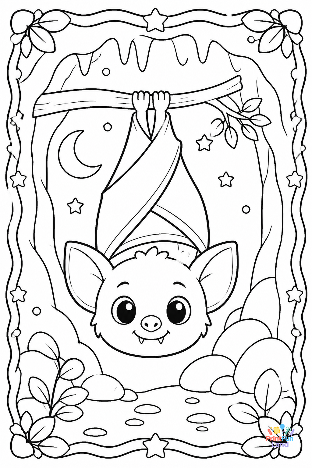 Bats Coloring Pages for Preschoolers printable page 8
