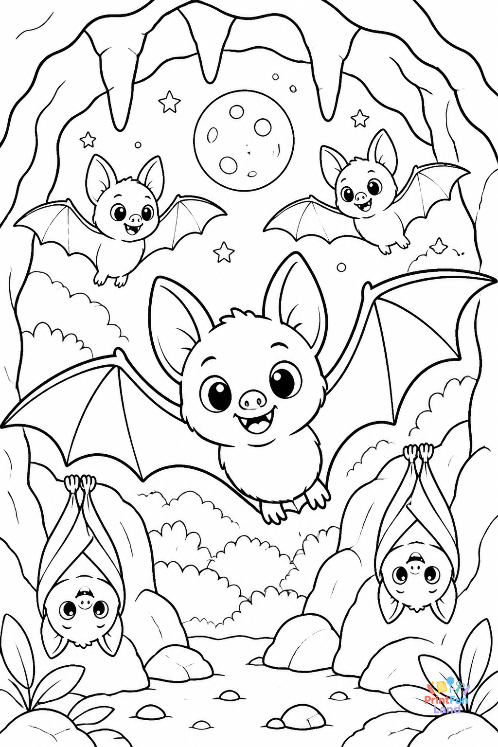 Bats Coloring Pages for Preschoolers printable page 11