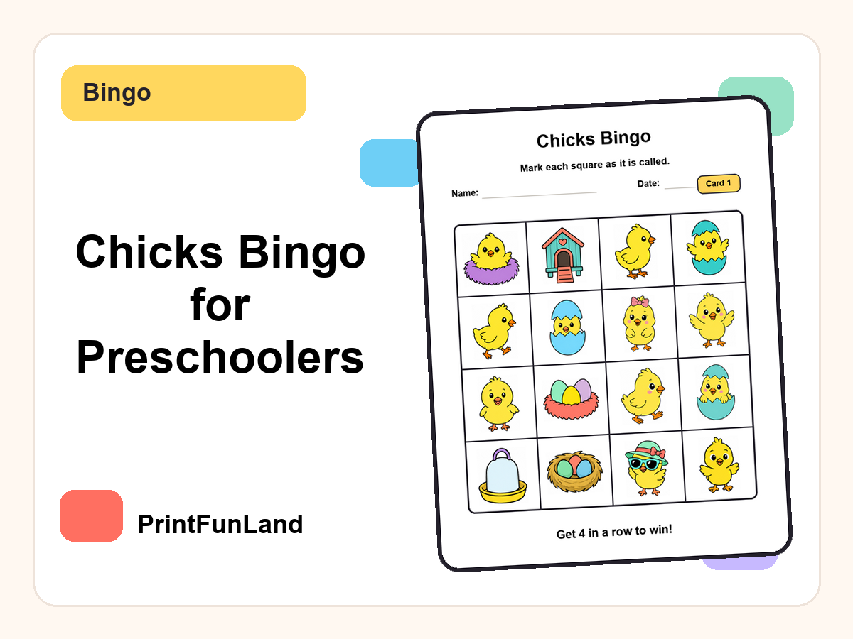 Chicks Bingo for Preschoolers