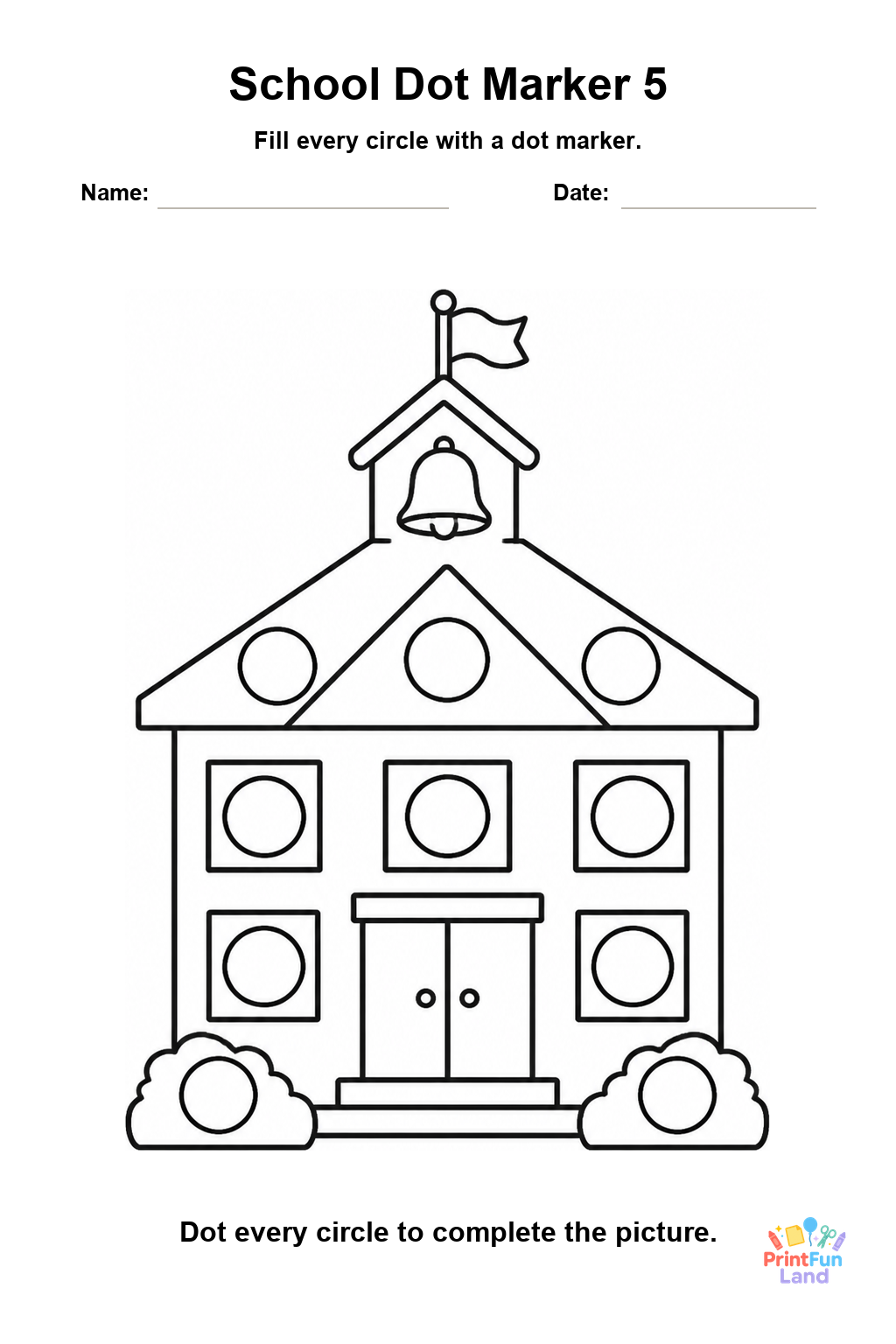 School Dot Marker Pages for Preschoolers printable page 5