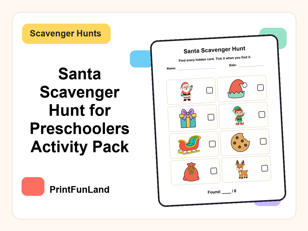 Santa Scavenger Hunt for Preschoolers