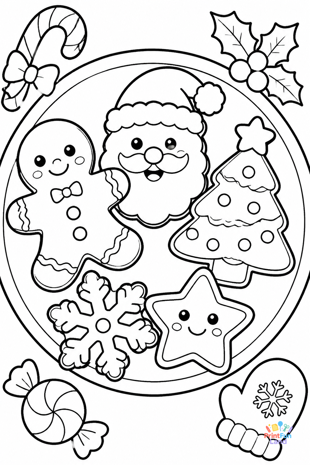 Christmas Cookies Coloring Pages for Preschoolers printable page 1