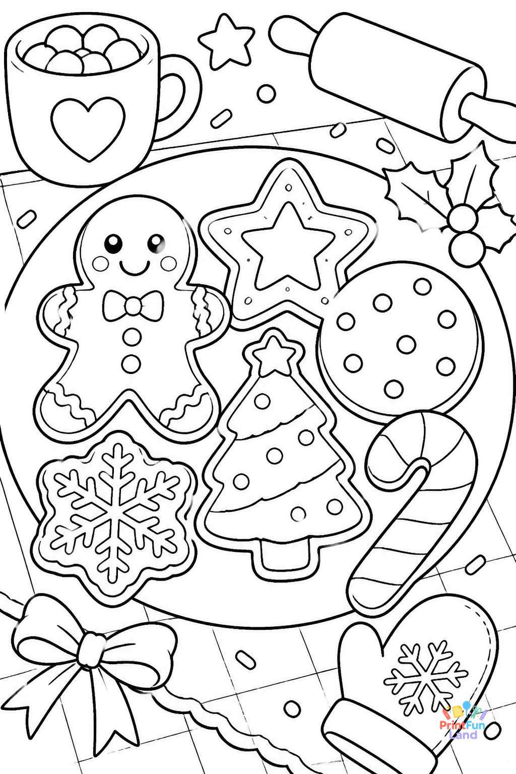 Christmas Cookies Coloring Pages for Preschoolers printable page 3