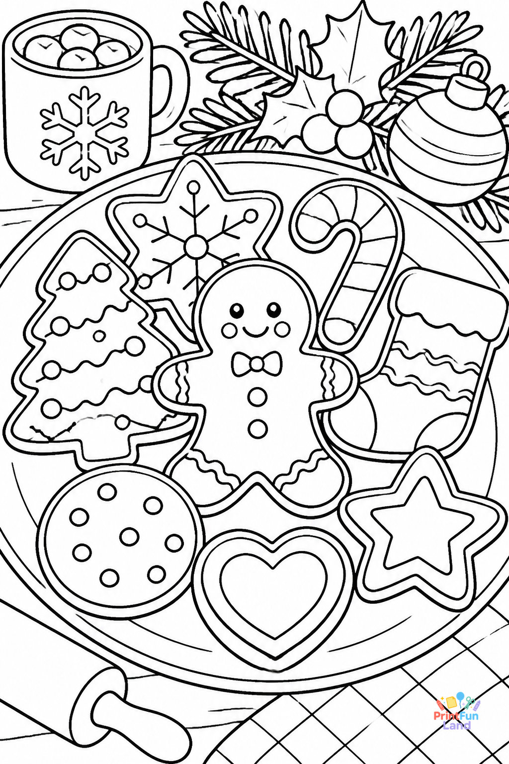 Christmas Cookies Coloring Pages for Preschoolers printable page 5