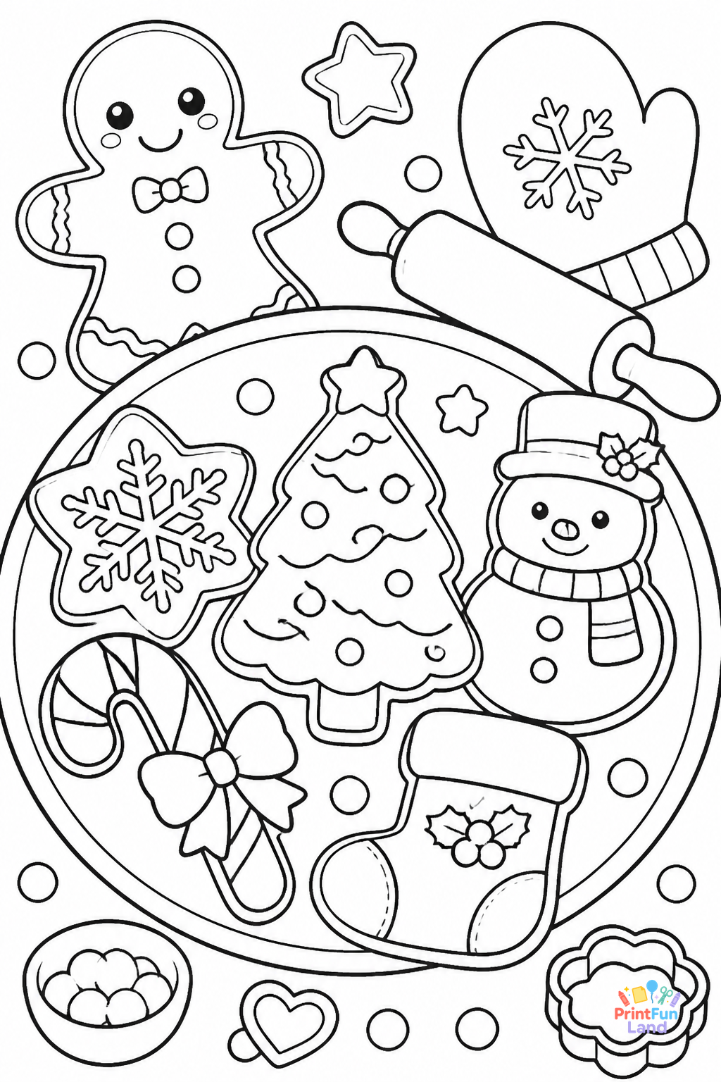 Christmas Cookies Coloring Pages for Preschoolers printable page 9