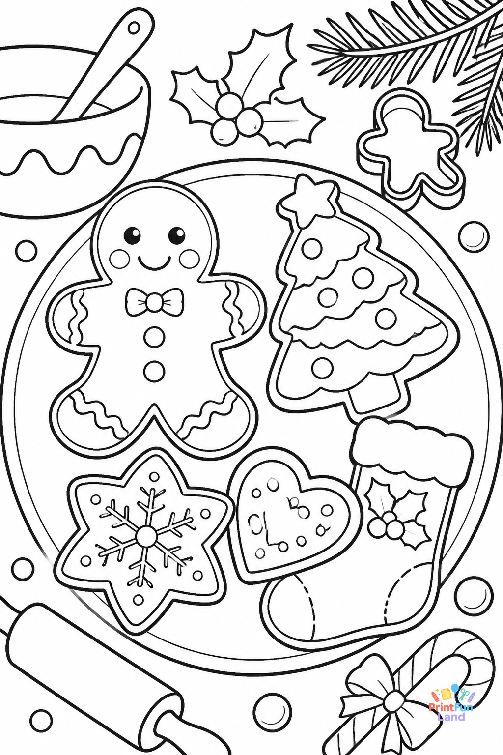 Christmas Cookies Coloring Pages for Preschoolers printable page 11