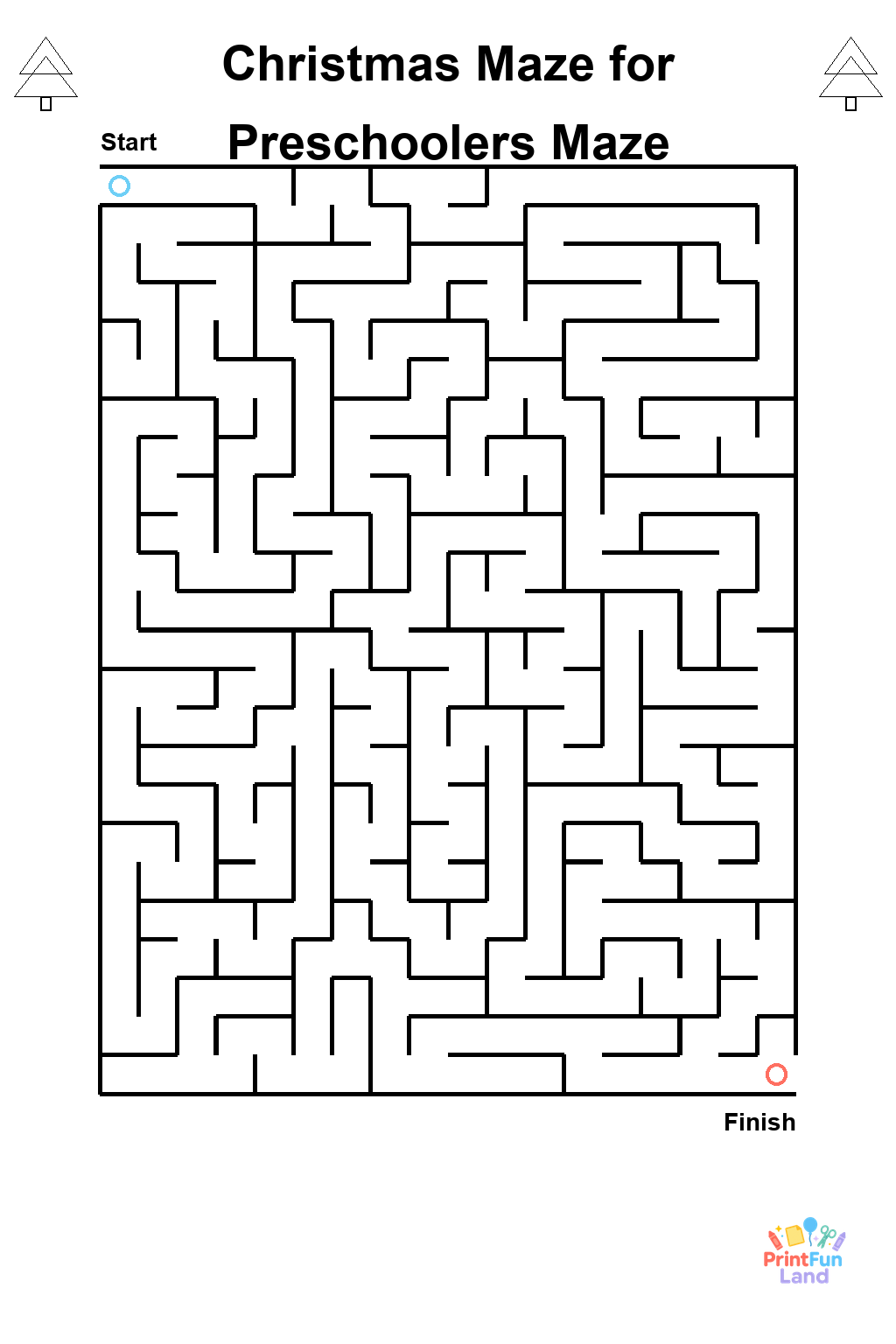 Christmas Maze for Preschoolers printable page 1