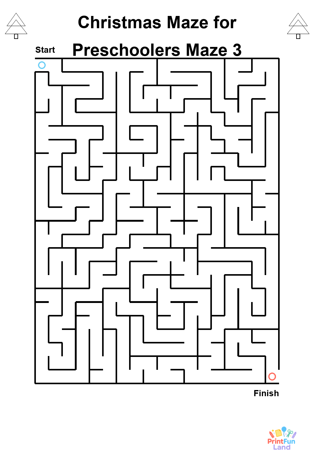Christmas Maze for Preschoolers printable page 3