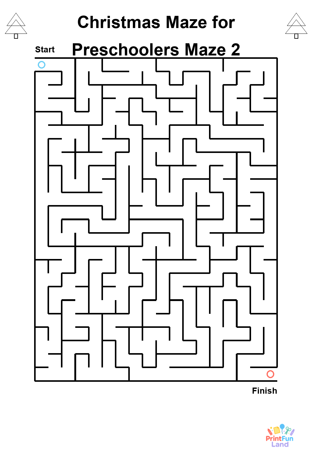 Christmas Maze for Preschoolers printable page 2
