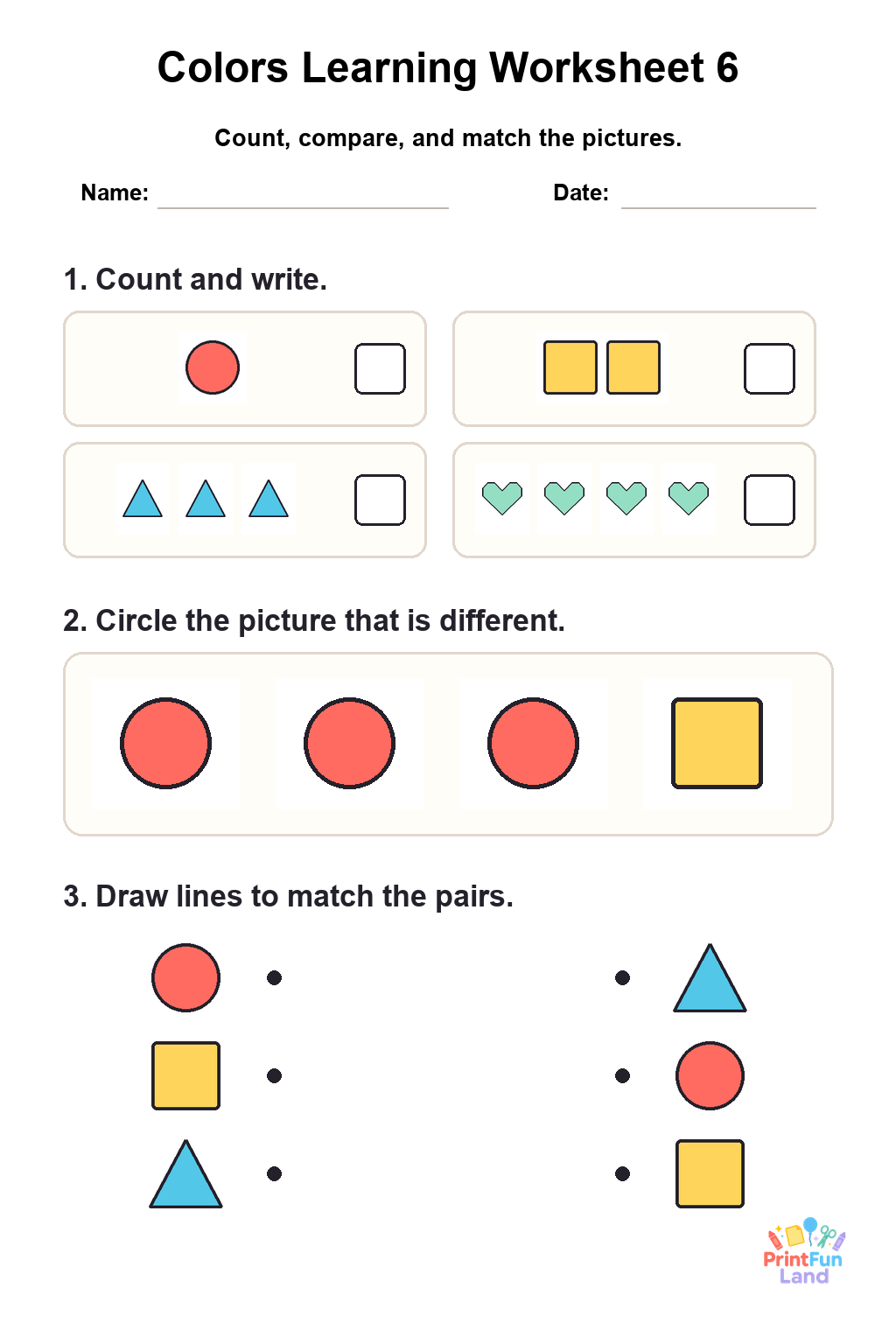 Colors Worksheets for Preschoolers printable page 6