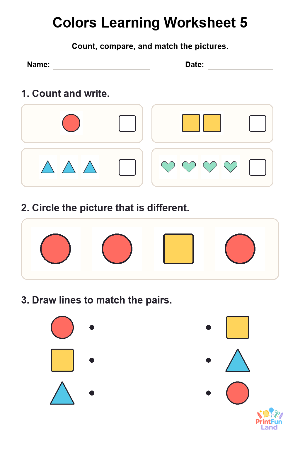 Colors Worksheets for Preschoolers printable page 5