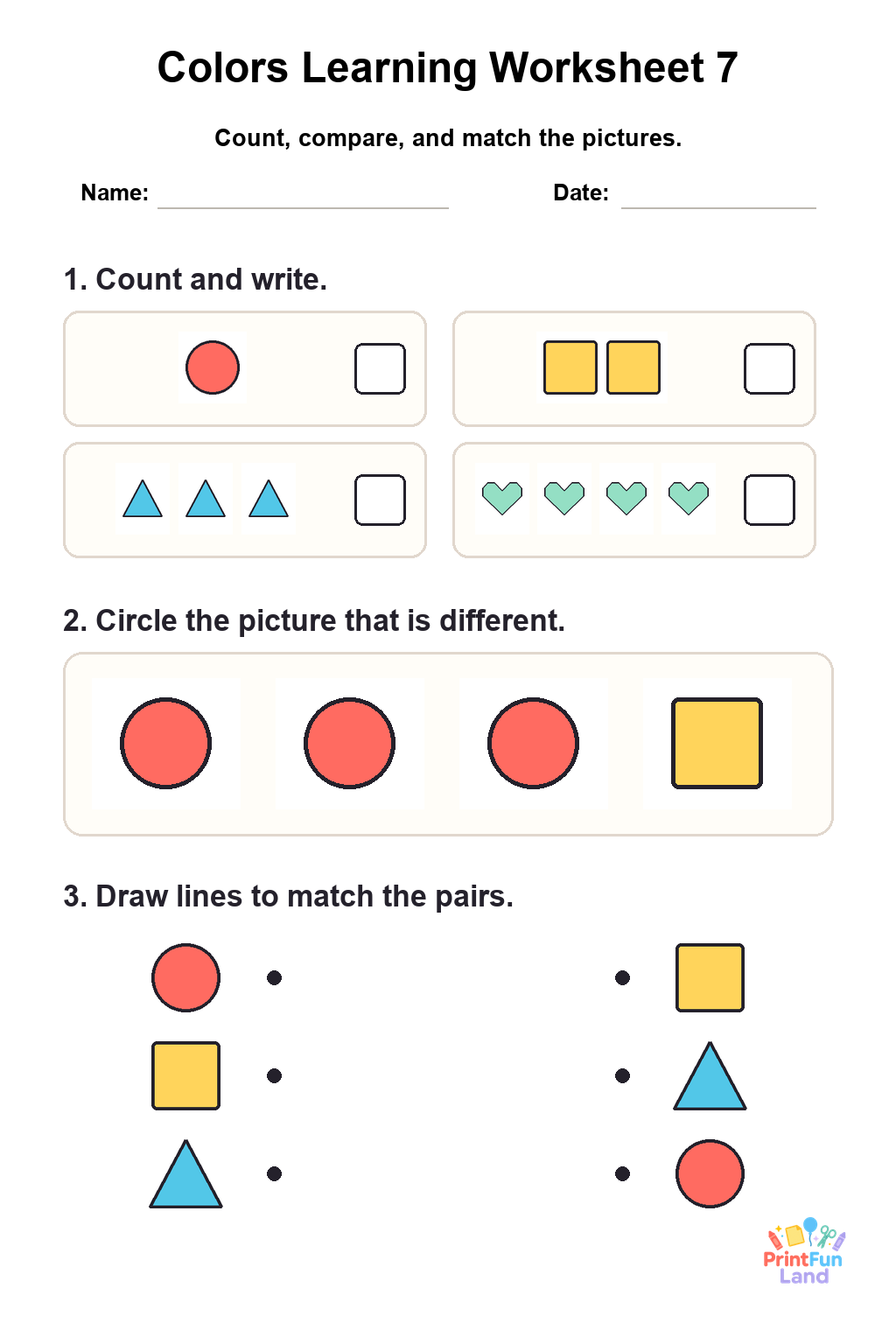 Colors Worksheets for Preschoolers printable page 7