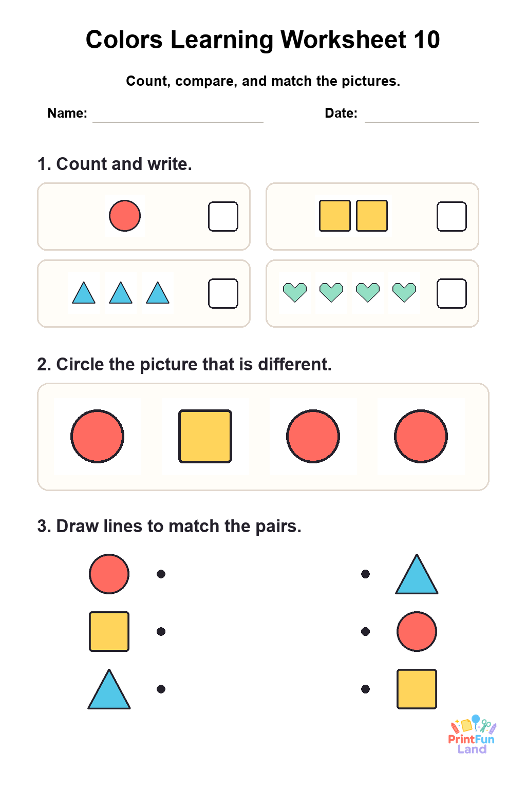 Colors Worksheets for Preschoolers printable page 10