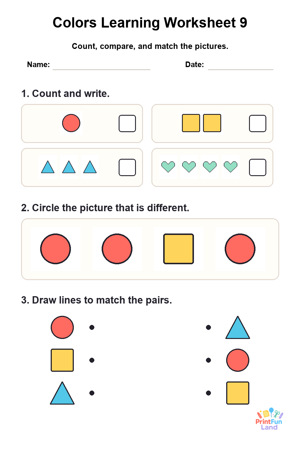 Colors Worksheets for Preschoolers printable page 9