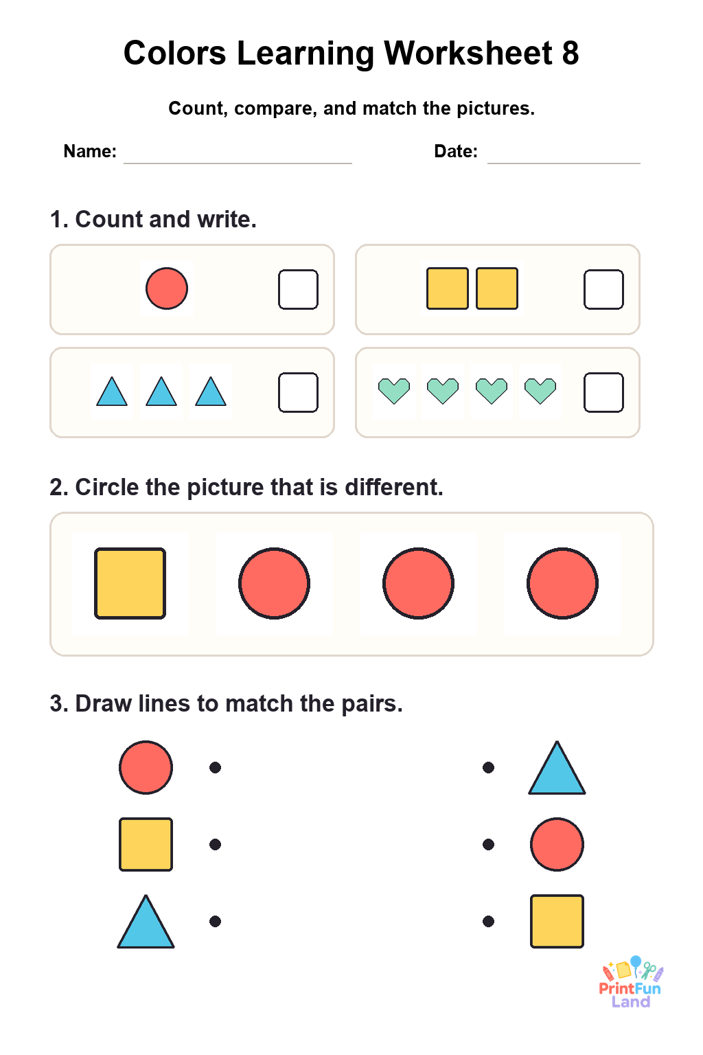 Colors Worksheets for Preschoolers printable page 8