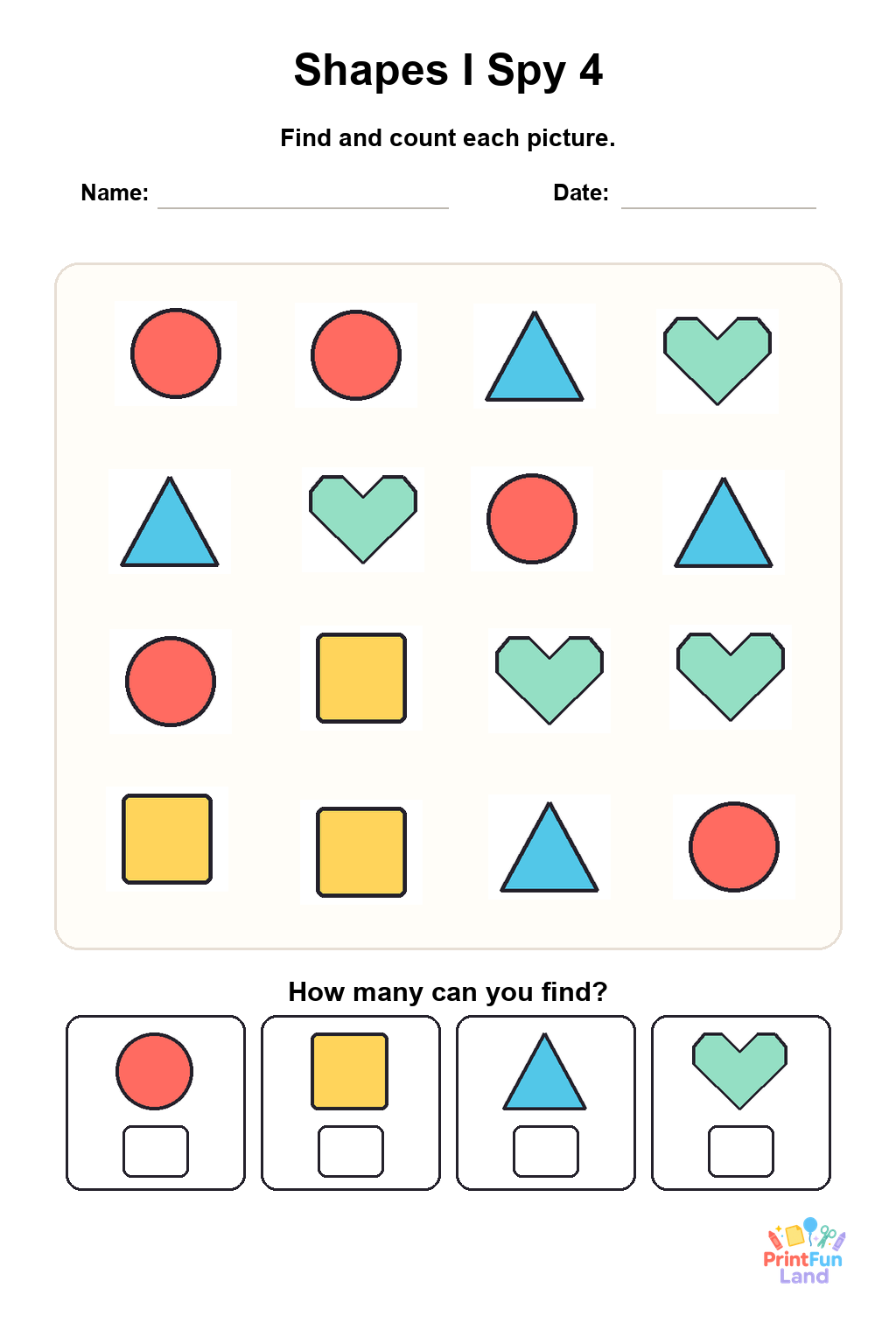 Shapes I Spy for Preschoolers printable page 4