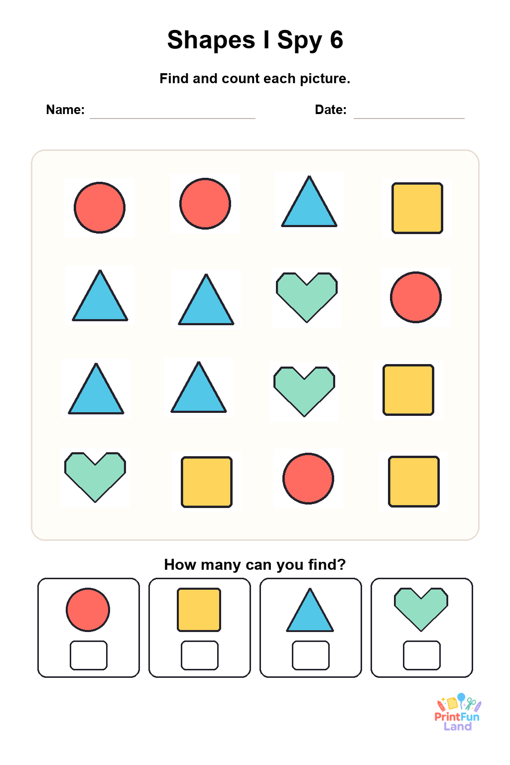 Shapes I Spy for Preschoolers printable page 6