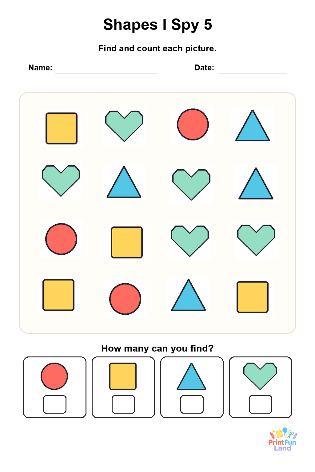 Shapes I Spy for Preschoolers printable page 5