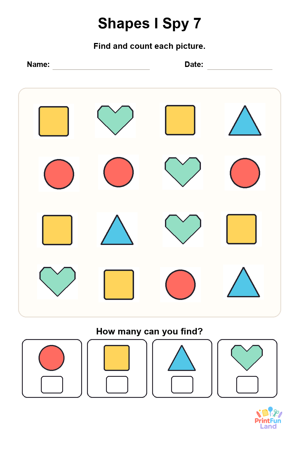 Shapes I Spy for Preschoolers printable page 7