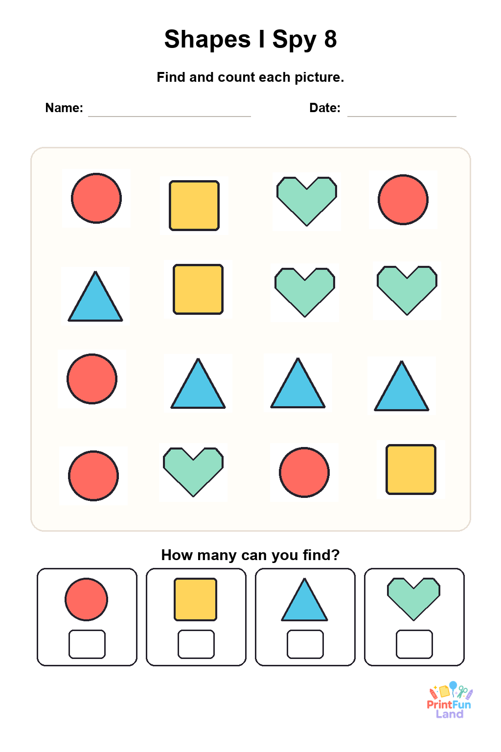 Shapes I Spy for Preschoolers printable page 8
