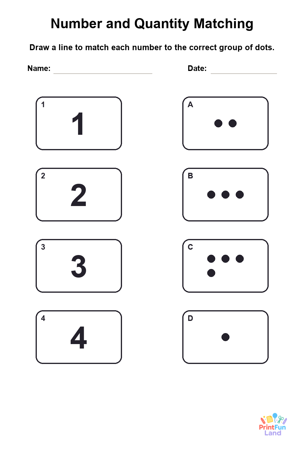 Sight Words Matching Games for Preschoolers printable page 1