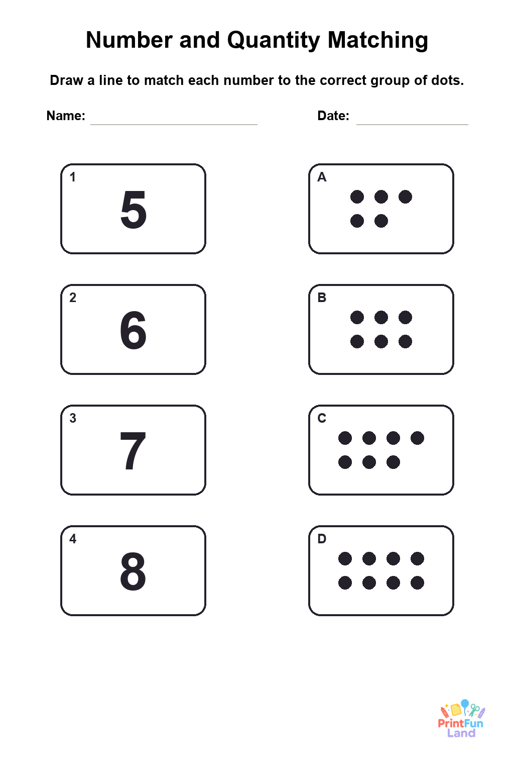 Sight Words Matching Games for Preschoolers printable page 2