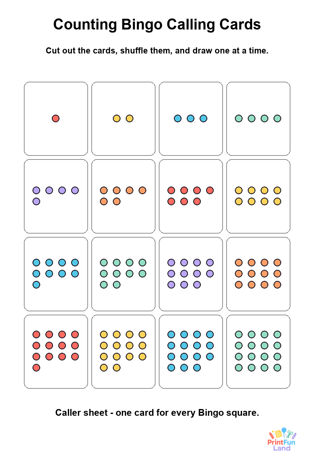 Counting Bingo for Preschoolers printable page 9