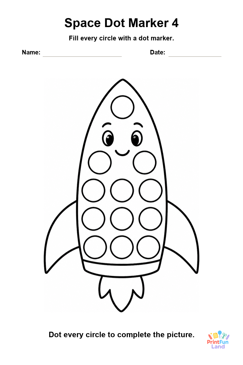 Space Dot Marker Pages for Preschoolers printable page 4