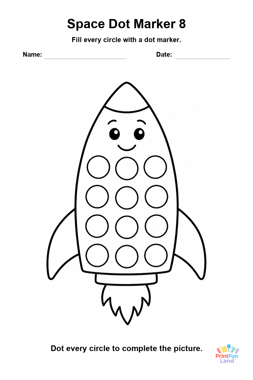 Space Dot Marker Pages for Preschoolers printable page 8