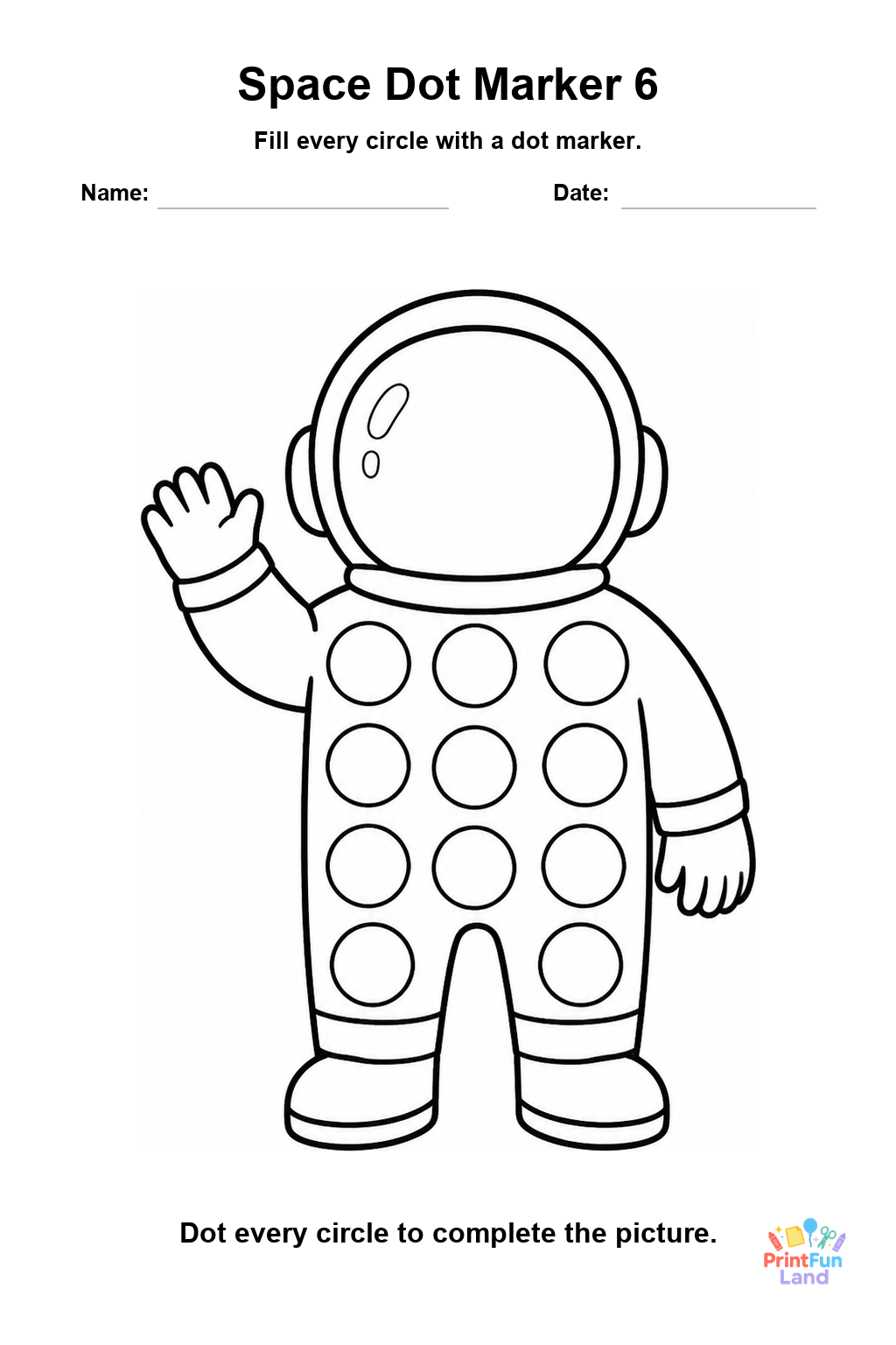 Space Dot Marker Pages for Preschoolers printable page 6