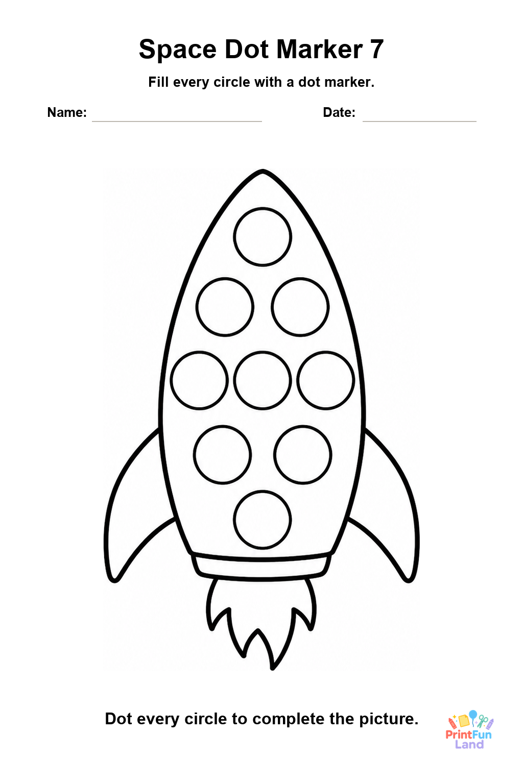 Space Dot Marker Pages for Preschoolers printable page 7