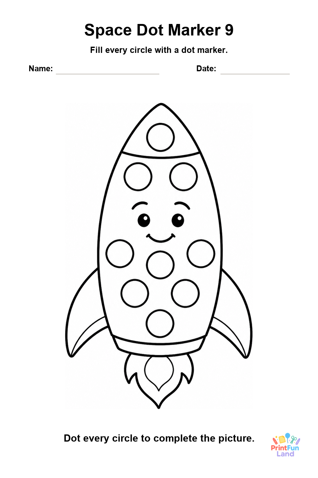 Space Dot Marker Pages for Preschoolers printable page 9