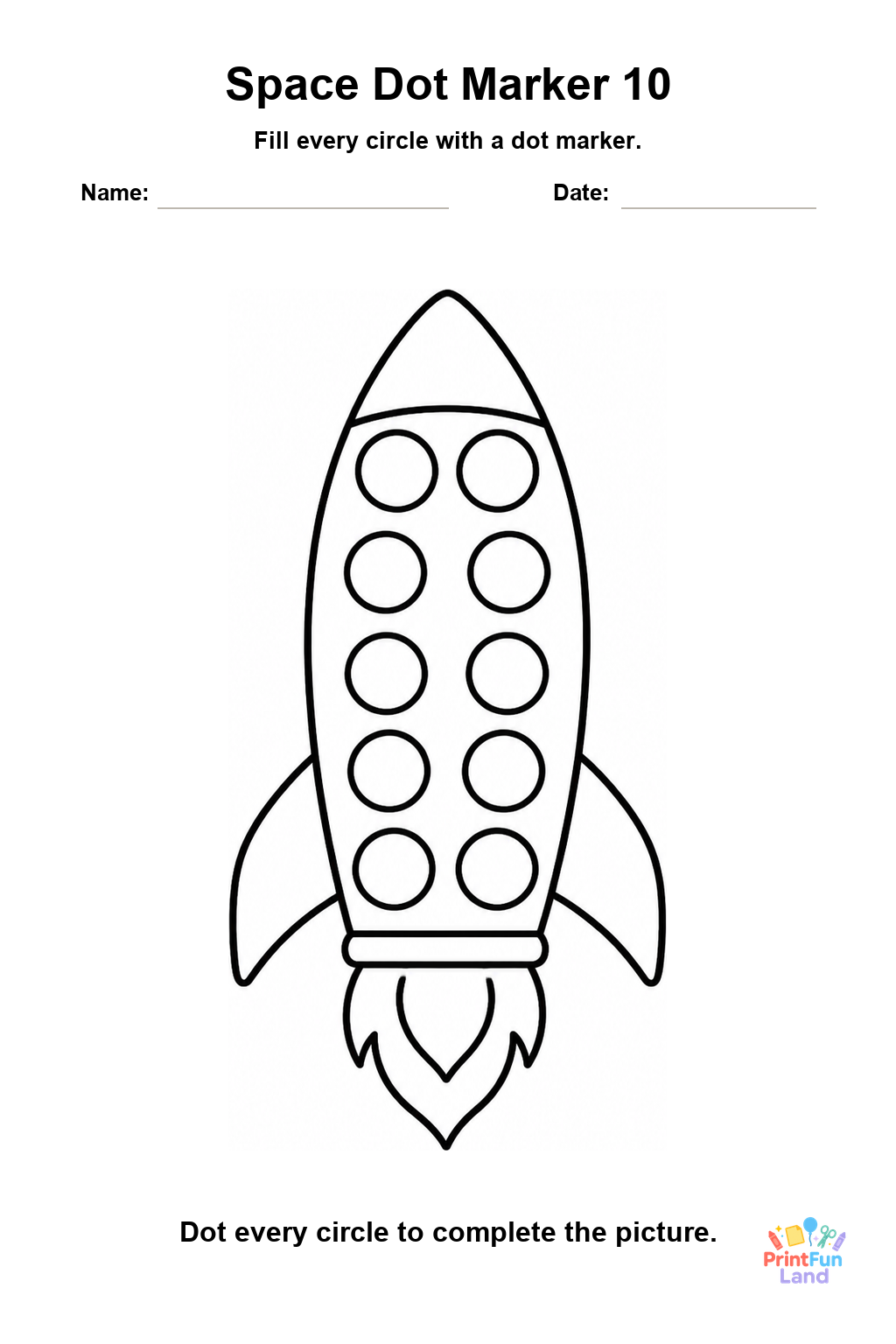 Space Dot Marker Pages for Preschoolers printable page 10