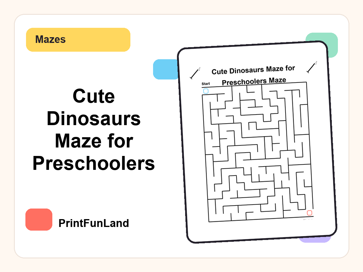 Cute Dinosaurs Maze for Preschoolers