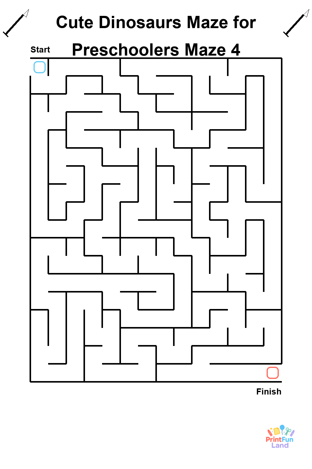 Cute Dinosaurs Maze for Preschoolers printable page 4
