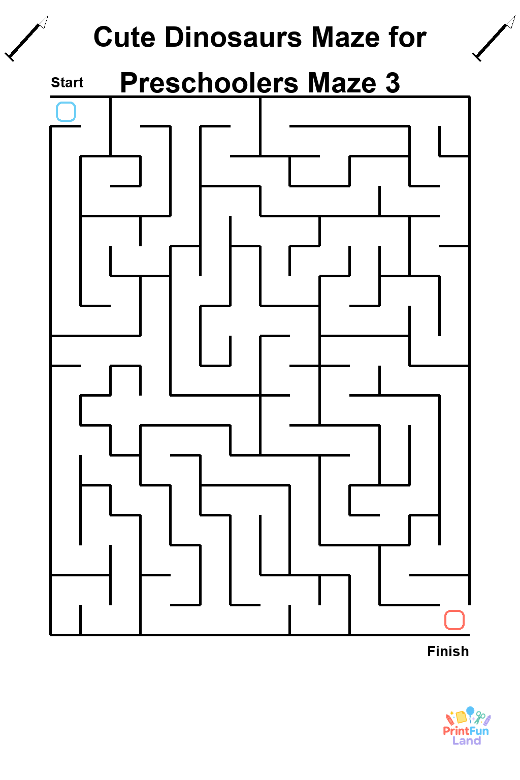 Cute Dinosaurs Maze for Preschoolers printable page 3