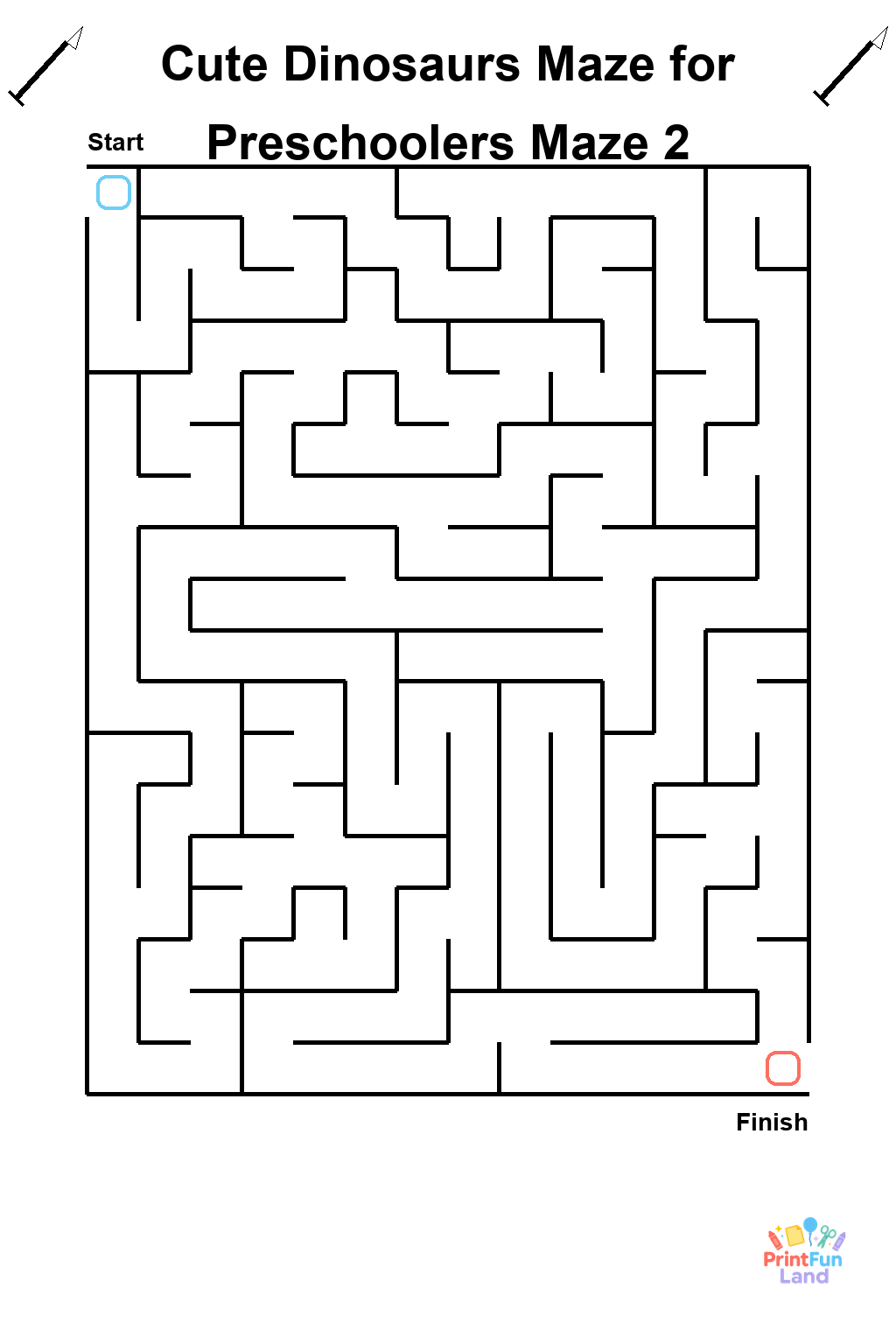 Cute Dinosaurs Maze for Preschoolers printable page 2
